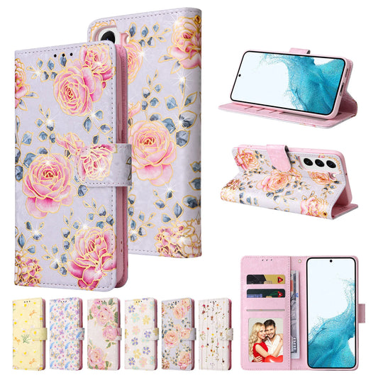 Protective Flower Pattern Wallet Leather Case