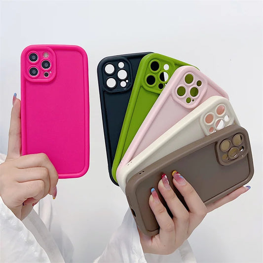 Cute Candy Color Matte Silicone case with camera Lens Protection