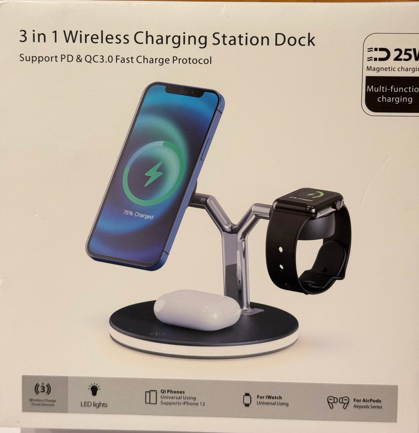 3 in 1 Fast Magnetic Wireless Charging Station 25W