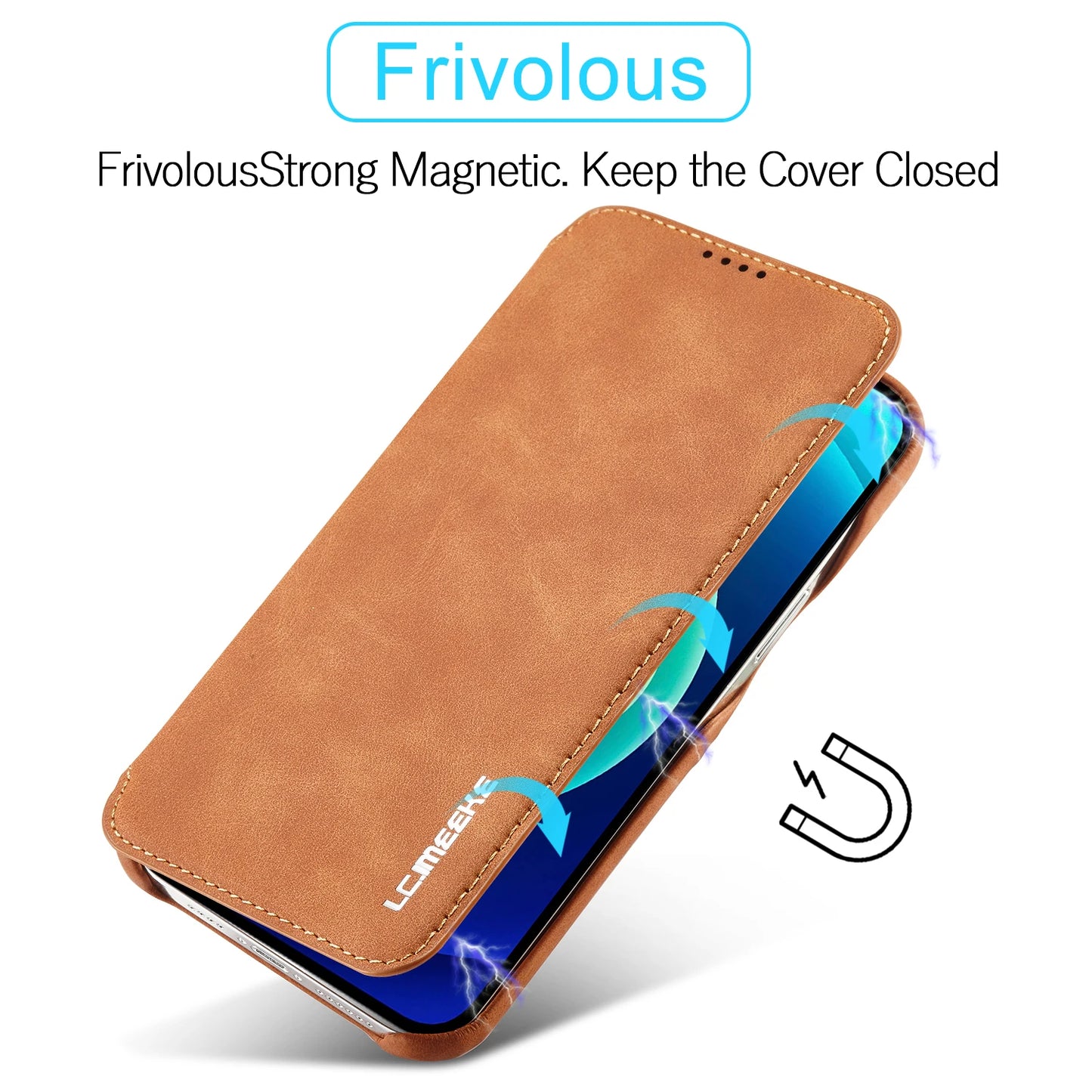 Leather Flip Wallet Magnetic Case with Cards Slot