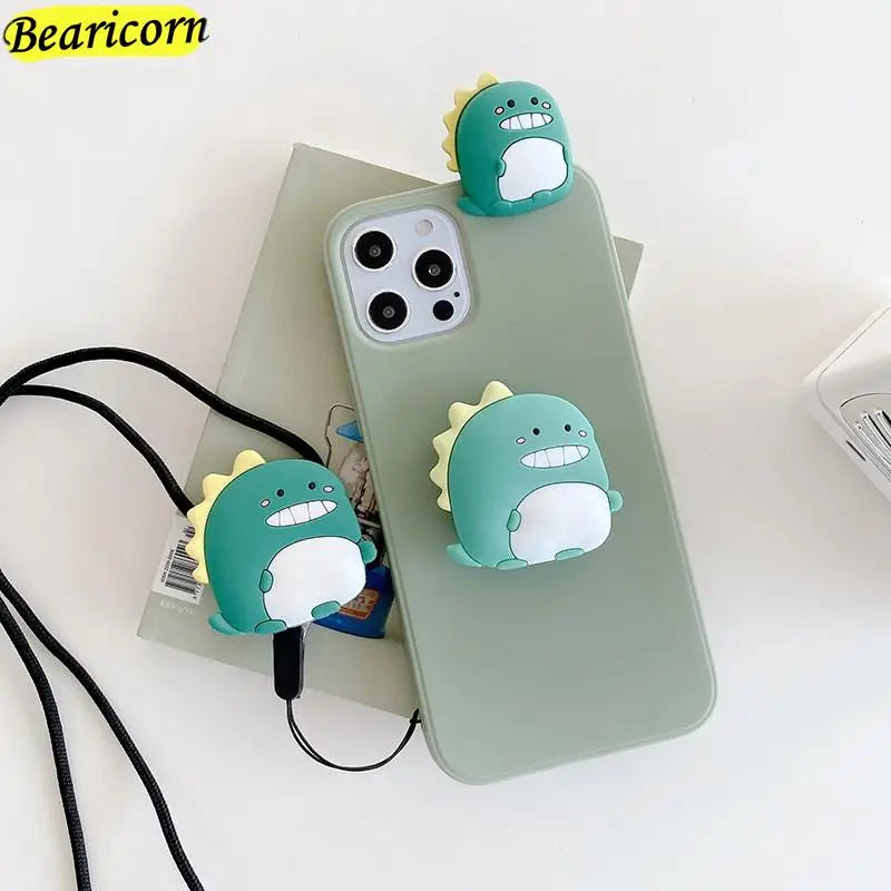 Luxury 3D Cartoon with  Doll Holder Starp Protective Phone Case