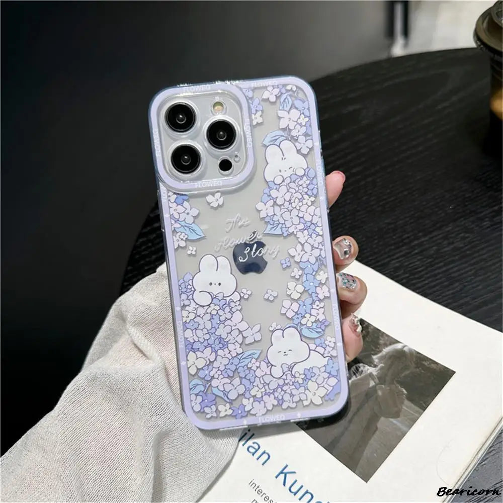 Flower Pattern transparent Case with Camera Protection