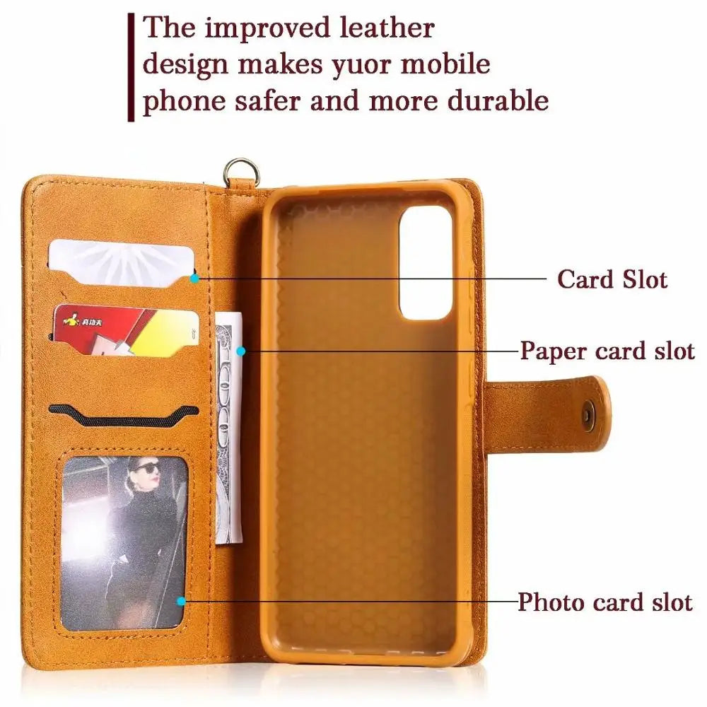 Protective Flip Wallet Detachable Leather Case