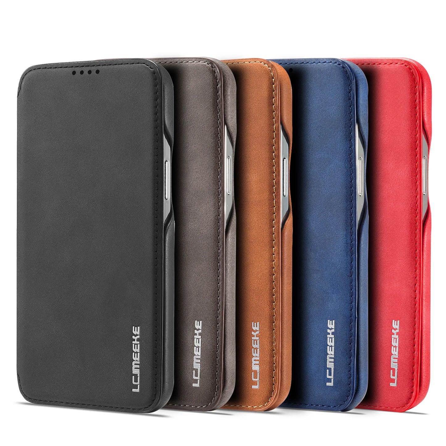 Leather Flip Wallet Magnetic Case with Cards Slot