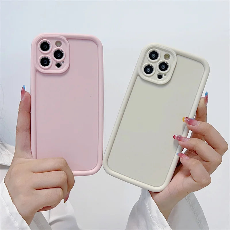 Cute Candy Color Matte Silicone case with camera Lens Protection