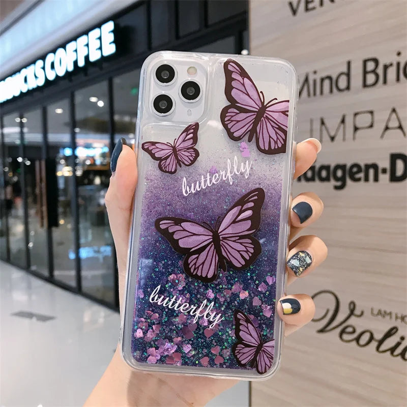 Glitter Butterfly Flower Unicorn Case