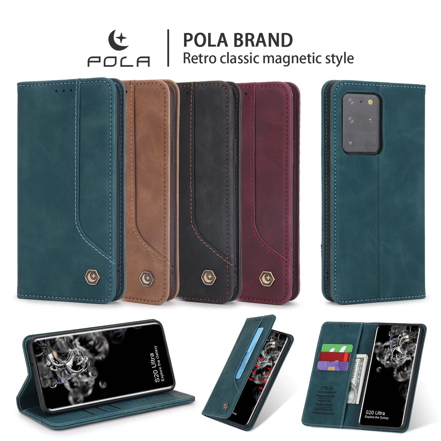 Flip Leather Magnetic case with Card Holder