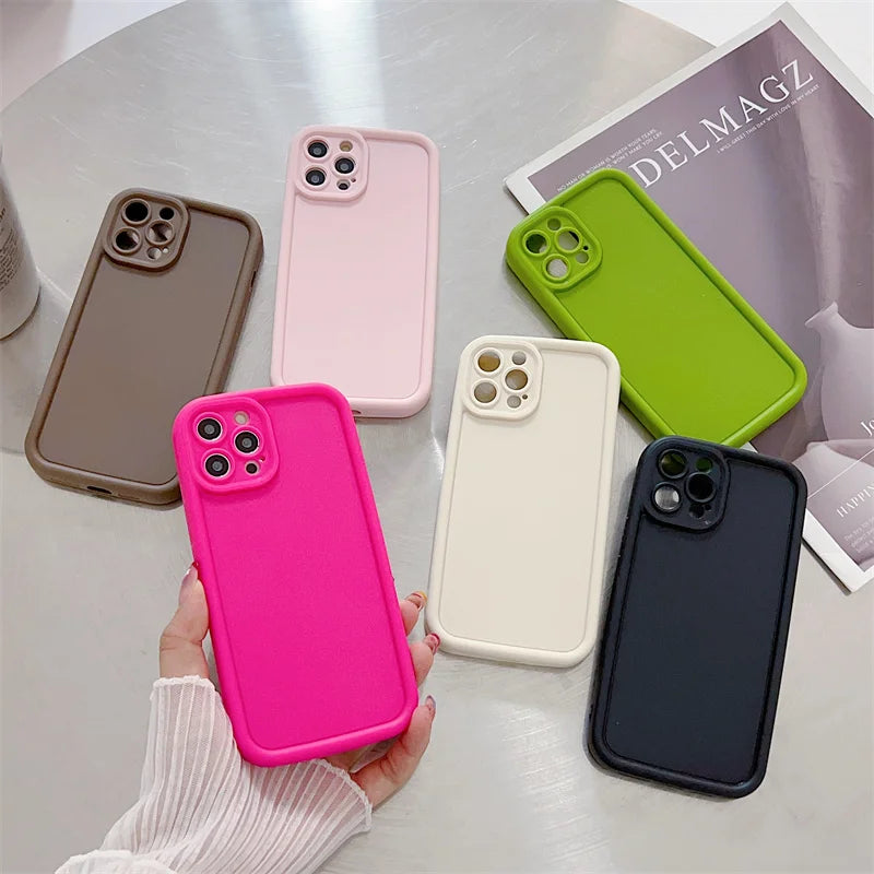 Cute Candy Color Matte Silicone case with camera Lens Protection