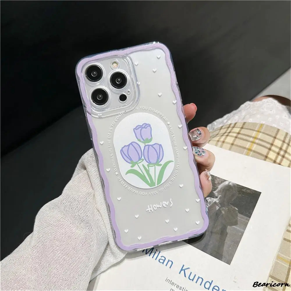 Flower Pattern transparent Case with Camera Protection