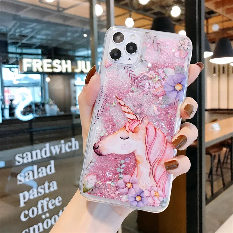 Glitter Butterfly Flower Unicorn Case