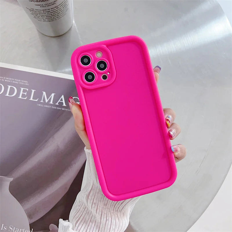 Cute Candy Color Matte Silicone case with camera Lens Protection