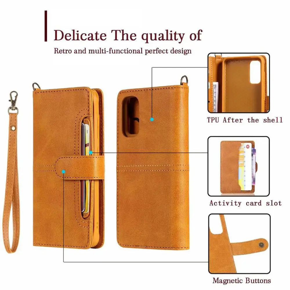 Protective Flip Wallet Detachable Leather Case