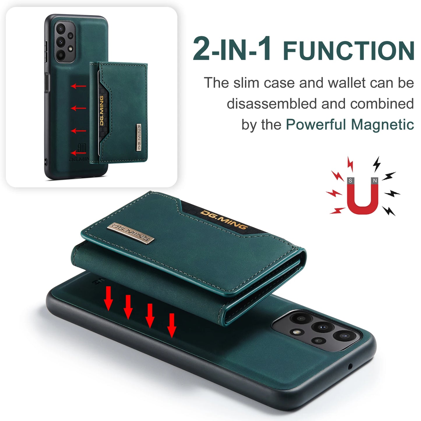 2 in 1 Magnetic Detachable Leather Wallet Case