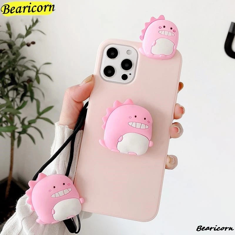 Luxury 3D Cartoon with  Doll Holder Starp Protective Phone Case