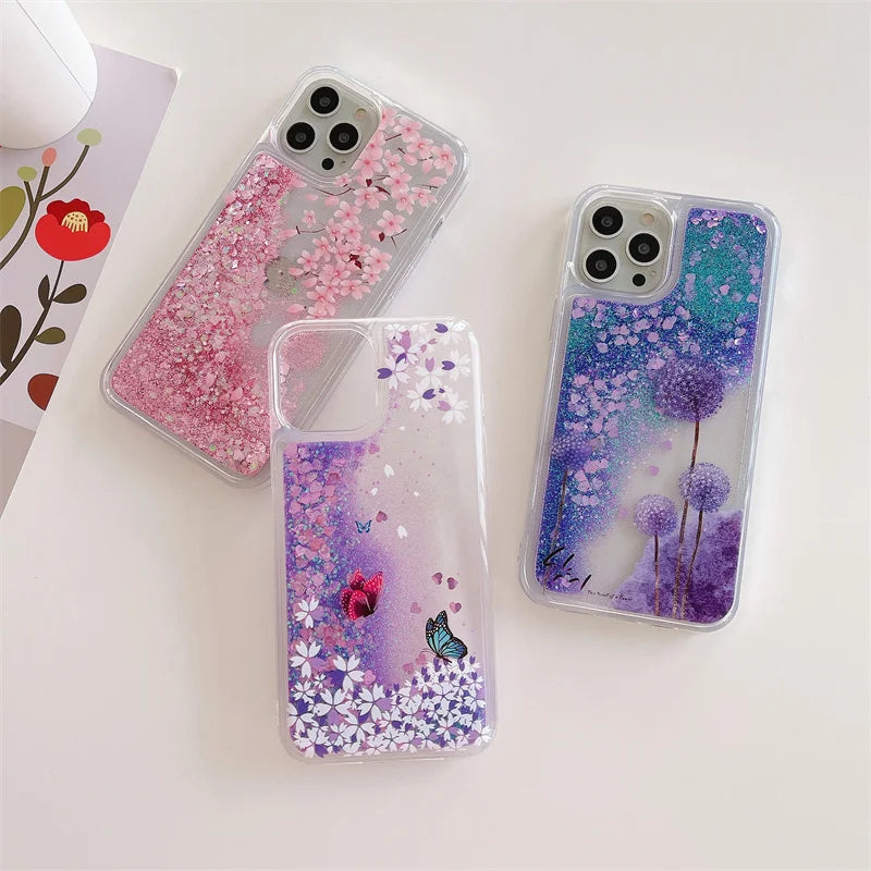 Glitter Butterfly Flower Unicorn Case