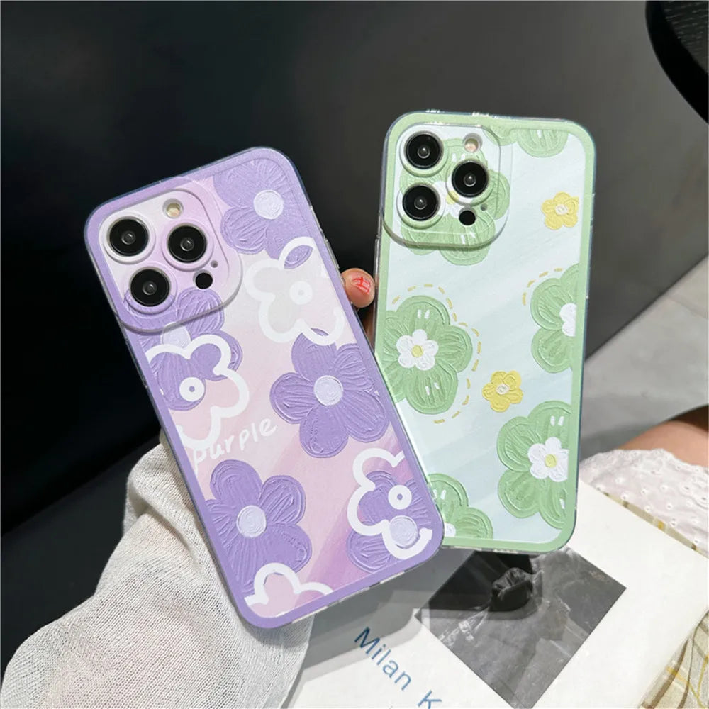 Flower Pattern transparent Case with Camera Protection