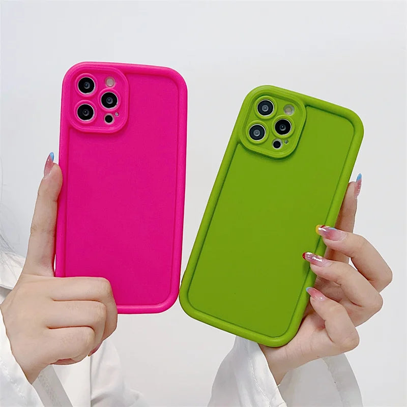 Cute Candy Color Matte Silicone case with camera Lens Protection