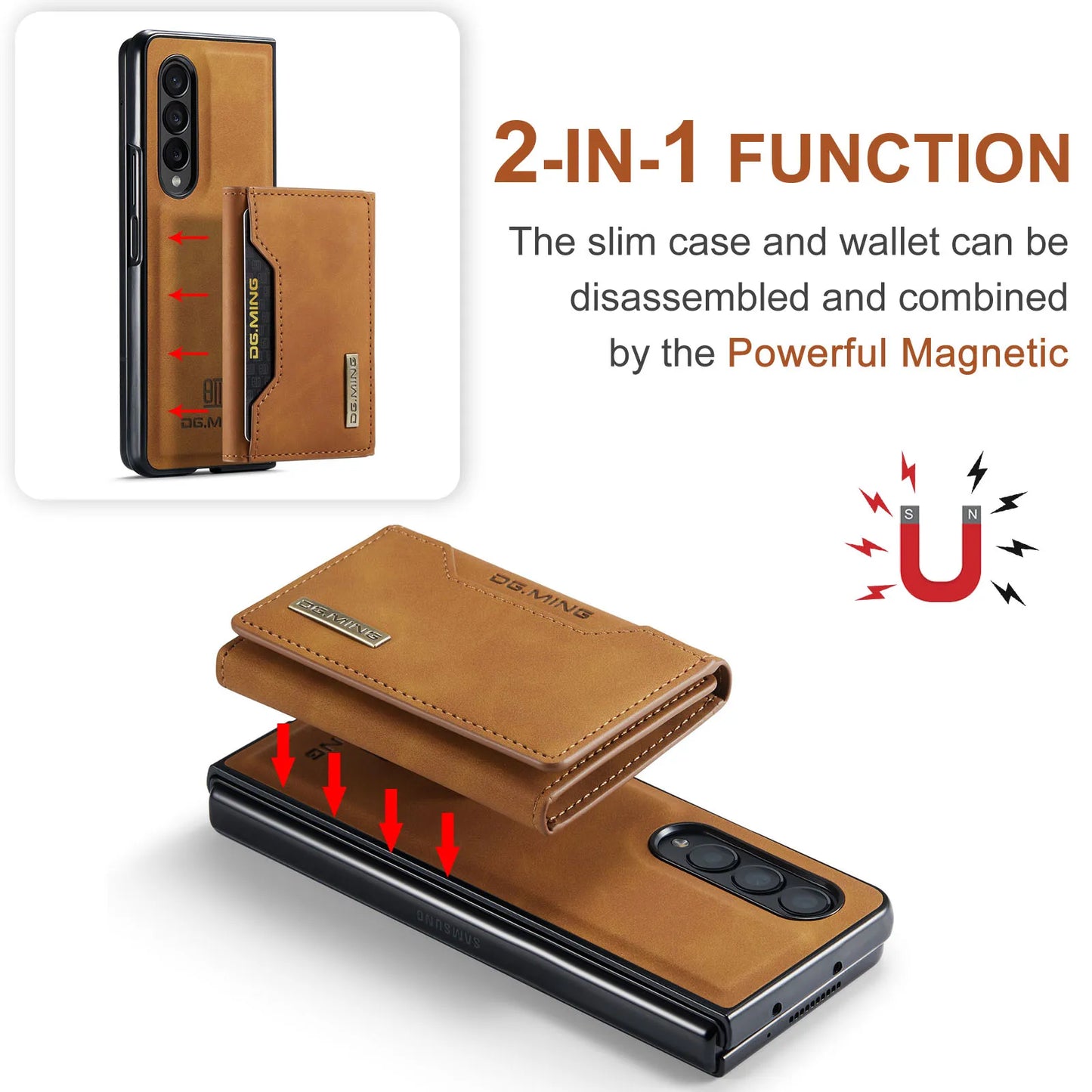 Z Fold 2 in 1 Detachable Leather Cards Holder Wallet Case