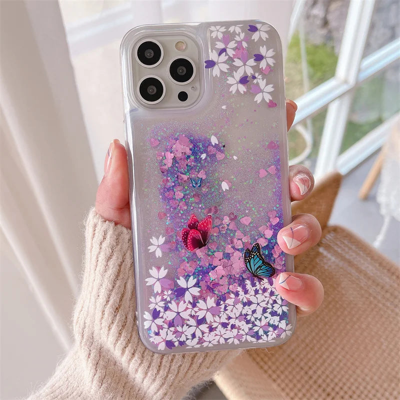 Glitter Butterfly Flower Unicorn Case